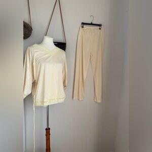 Vintage Henson Kickernick Butter Yellow Lace Pajama Set, Size 35